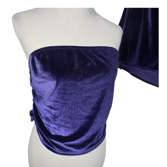 SHEIN Plus Size 2XL Tube Top And Track Short 2-Piece Set Soft Velvety Purple - Picture 3 of 9